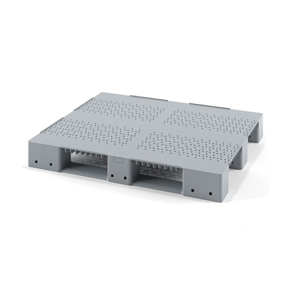 Поддон перфорированный Plast 1200x1000x150 на 3-х полозьях серый усиленный одной трубой