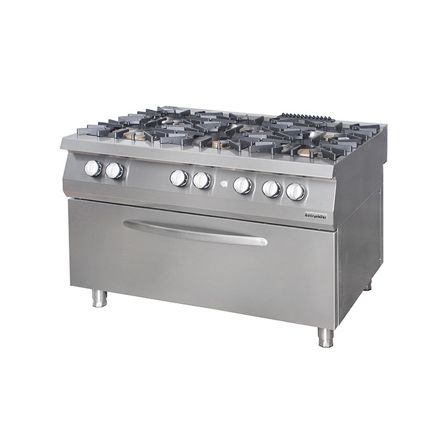 Плита газовая 6-ти конфорочная Ozti OSOGEF 12090 S с электрическим духовым шкафом