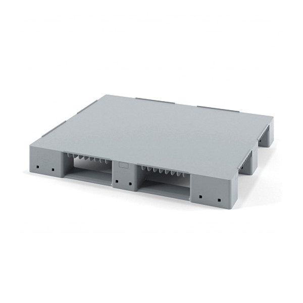 Поддон сплошной Plast 1200x1000x150 на 3-х полозьях серый усиленный двумя трубами